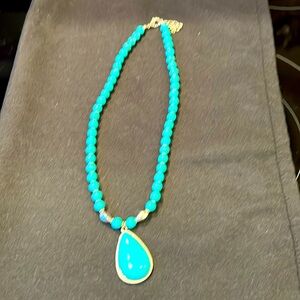 Turquoise Blue Beaded Necklace 9” Length